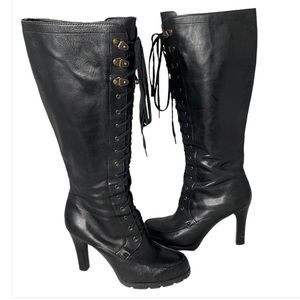 Lauren Ralph Lauren Black High Heel Lace-Up Boots